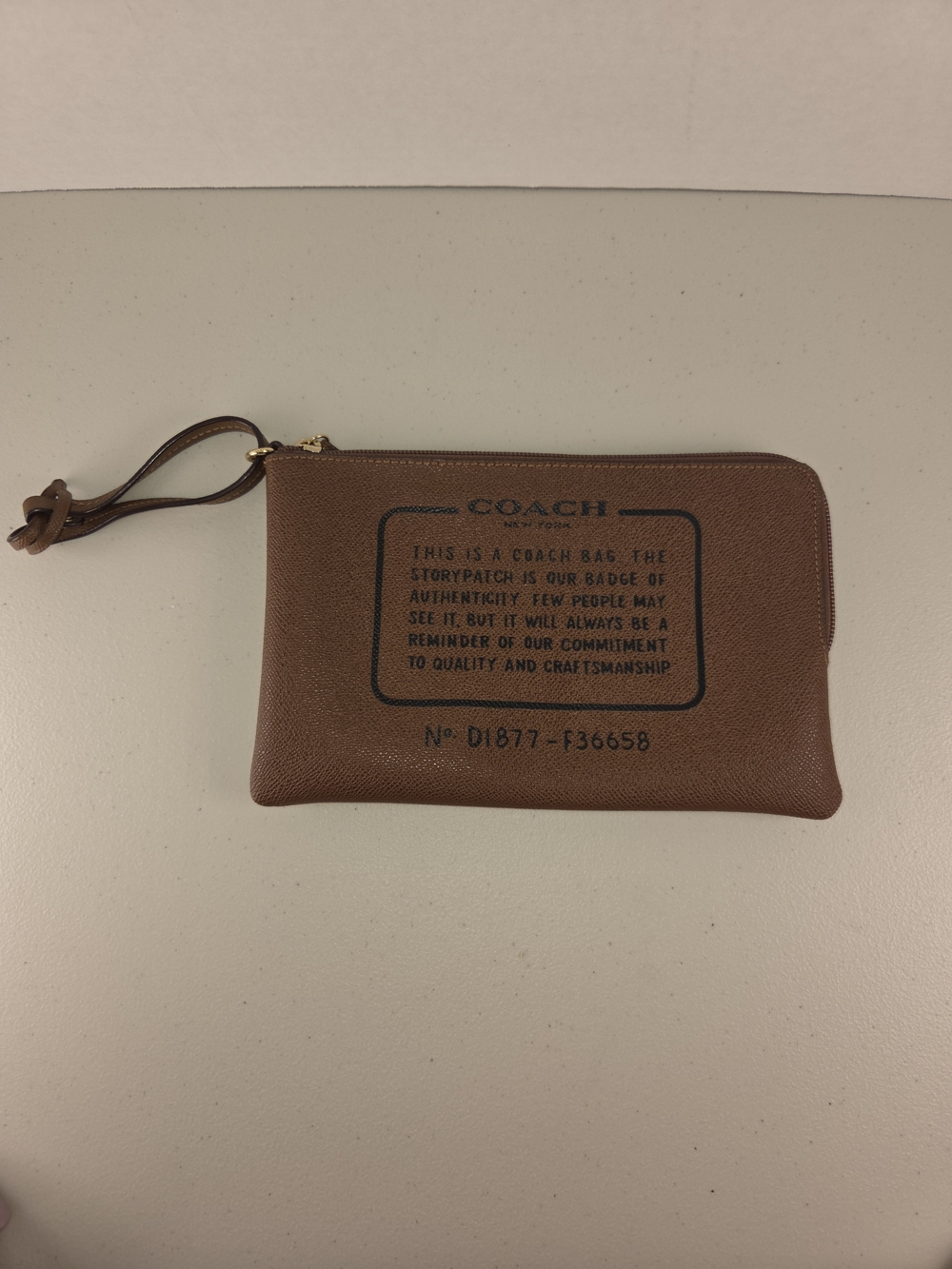 Coach Storypatch Badge Wristlet Pouch Wallet Clutch Black Leather